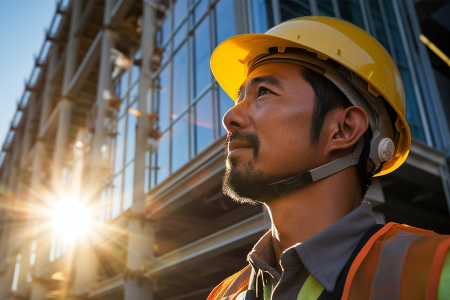 道路舗装工事の作業員